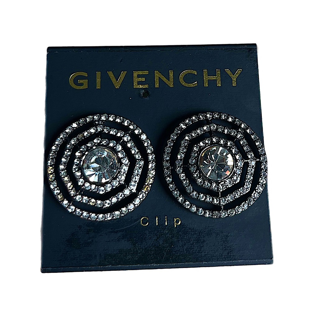 Vintage Givenchy clip on Spider Web Rhinestone earrings